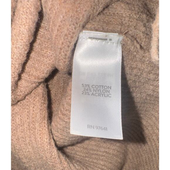 J. Jill XL Colorblock Cowl Neck Sweater Tan Cream Black Cozy Knit - Picture 6 of 6